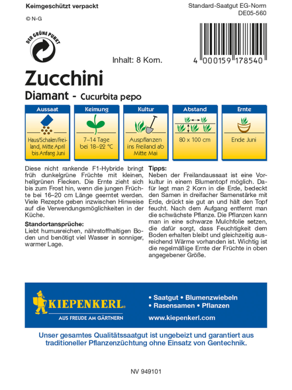  KIEPENKERL Zucchinisamen „Diamant F1“
