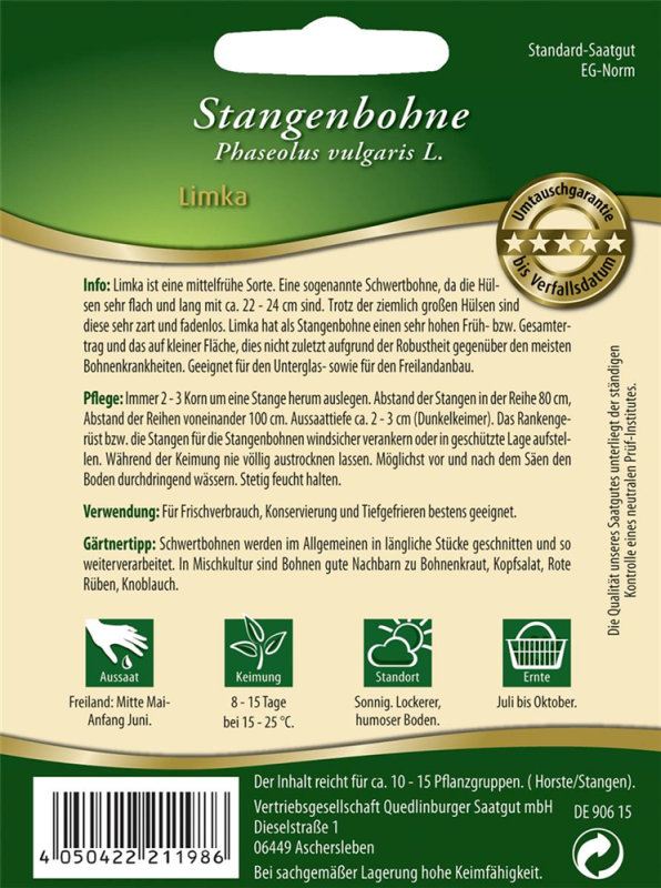  QUEDLINBURGER Stangenbohnensamen „Limka“