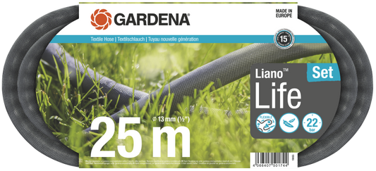  GARDENA Textilschlauch-Set „Liano™ Life“, 1/2 Zoll, 25 M