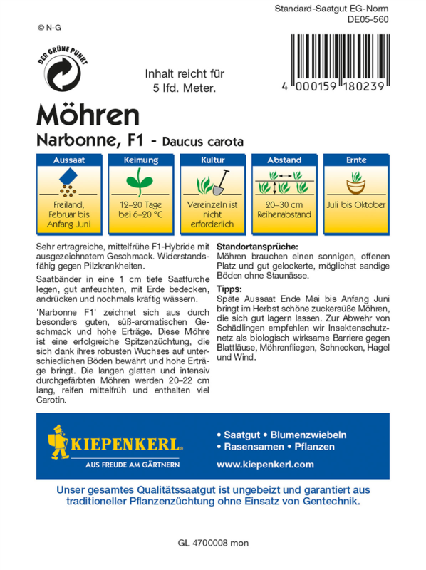  KIEPENKERL Möhrensamen „Narbonne“