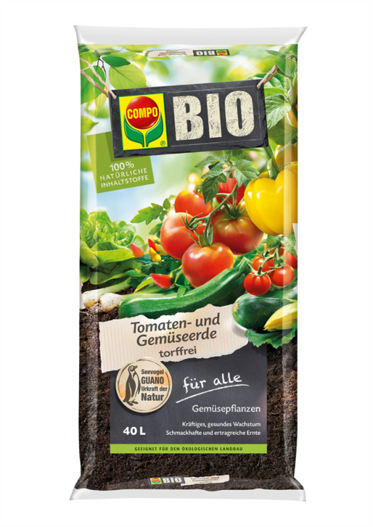  COMPO Bio-Tomaten-& Gemüseerde, Torffrei, 40 L