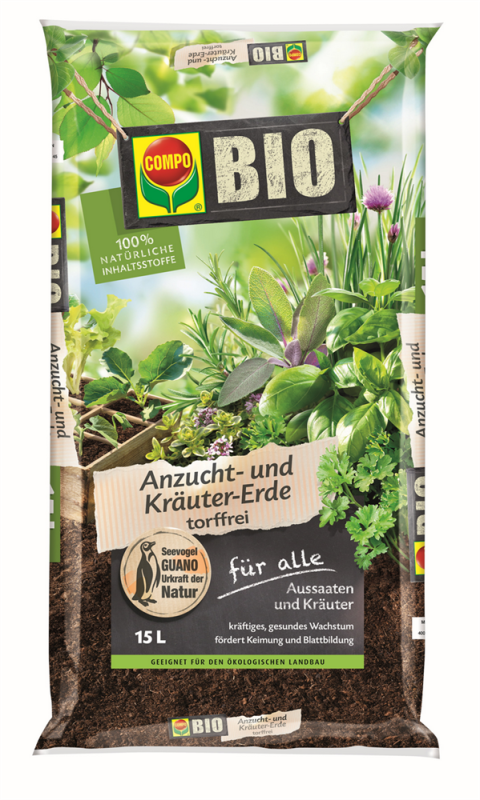  COMPO Bio-Anzucht-& Kräutererde, Torffrei, 10 L