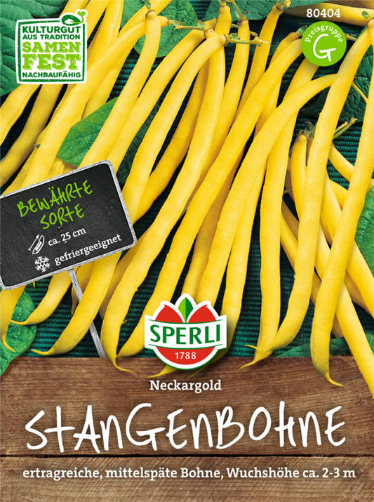  SPERLI Stangenbohnen Samen „Neckargold“