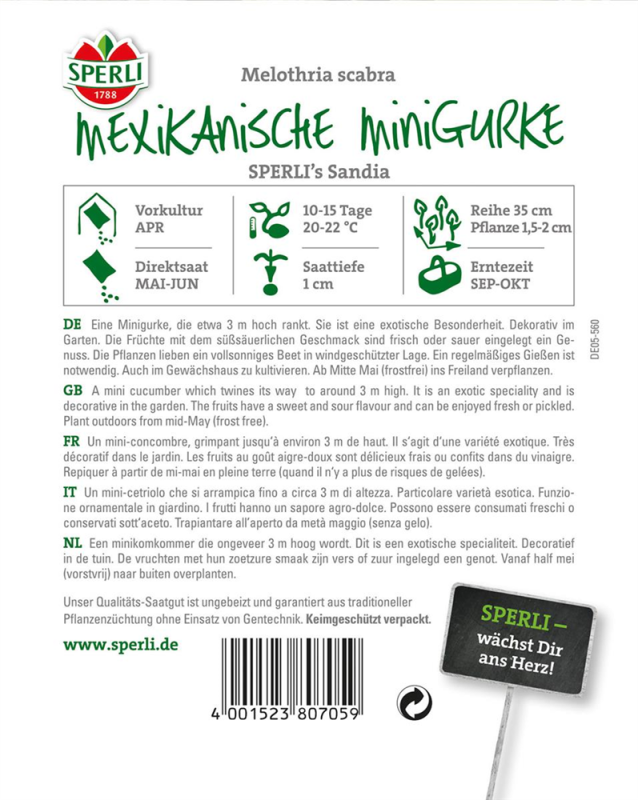  SPERLI Mexikanische Minigurkensamen „Sandia“
