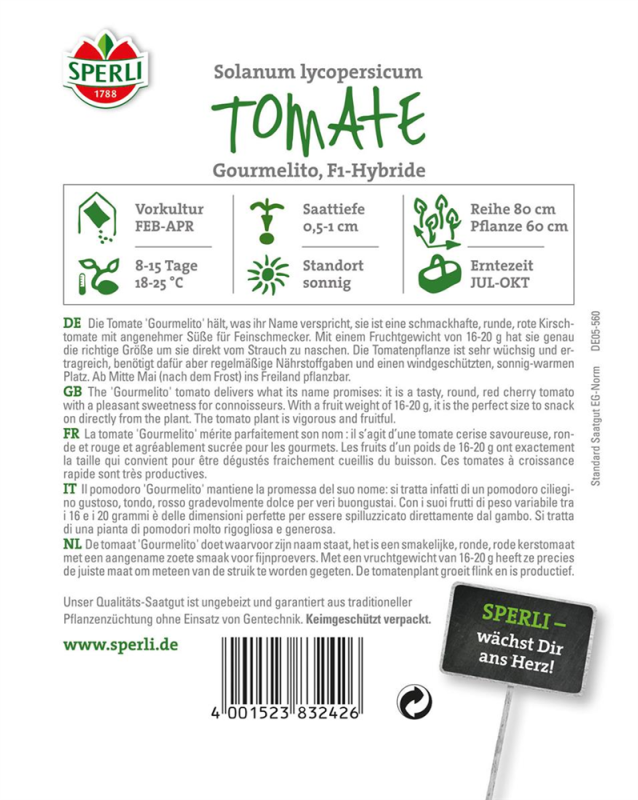  SPERLI Tomatensamen „Gourmelito“