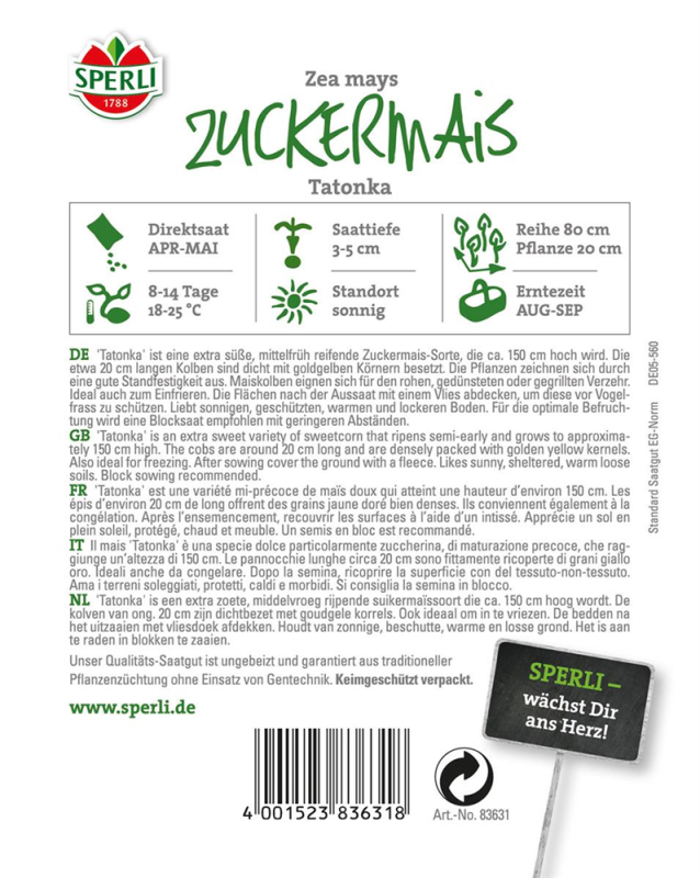 SPERLI Zuckermaissamen „Tatonka F1“