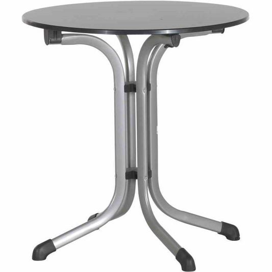  SIEGER Klapptisch, Vivodur, Ø68 Cm, Silber-schwarz
