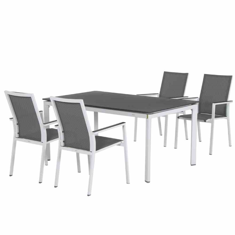  MWH Gartentisch „Futosa“, Fiberzement 160x95x74 Cm, Arktisch-grau